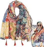 [Generic] Bohemian Wrap and Shawl - Bohemian Patchwork Scarf, Vibrant Tassel Wrap | Cozy Fall Winter Fashion Retro Women Shawl for Beach, Poolside, Travel, Vacation, 72.83x39.37 Inches, multicolor, 説明を参照してください