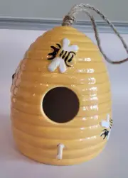 Ceramic Embossed Bumble Bee Beehive Birdhouse