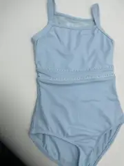 Bloch Girls' leotard pastel blue XS 4-6 sparkly detail square neck