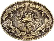 [Longcreek] Goat Belt Buckle for Men, Norse Viking Goat Sheep Head Belt Buckle, Gold Goat Skull Oval Belt Buckle, Western Cowboy Belt Buckle, Punk Animal Belt Buckle Gifts
