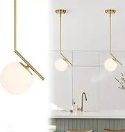 Gold Globe Pendant Light 15cm Glass Shade Mid Century Modern Pendant Lights for Kitchen Island Dining Room Hallway Bedroom E14 Socket 220V