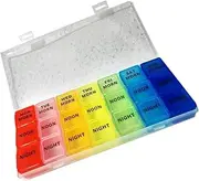 HAWILLOSCH Weekly Day Compartment Medication Organizer Travel Pill Box for Easy Access Storage for Home Office Travel Hygienic for Seniors All Ages
