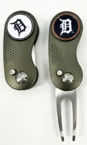 GOLF SWITCHBLADE Detroit Tigers DIVOT REPAIR TOOL + Ballmarker Gray