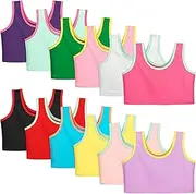 [Poroka] 12 Pack Girls' Cotton Cropped Bra Intimates Girls' Cami Training Bra Girls Sports Bralette for Little Girls