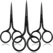 3 Pack Nose Hair Scissors Facial Hair Scissors Small Scissors Stainless Steel Straight Tip Scissor for Eyebrows, Nose, Moustache, Beard (Black)