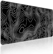 Bzu Topographic Contour Extended Big Mouse Pad Large,XL Gaming Mouse Pad Desk Pad,31.5x11.8inch Long Computer Keyboard Mouse Mat Mousepad with 3mm Non-Slip Base and Stitched Edge for Home Office Work