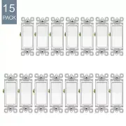 15 Pack Decorator Paddle Rocker Light Switch 15A 120V/277V Single Pole ON/OFF UL