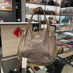 ⭐️ 香榭屋精品店  ⭐️ TOD’S G Bag 灰色防水帆布拼奶茶色皮邊手提包 斜背包  (XB7860)