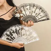 Spanish Lace Silk Folding Hand Held Fan Flower Pattern Party Wedding Dance Fans