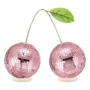 Cherry Disco Ball Decor,4 Inch Pink Double Mirror Glass Disco Balls