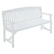 Wooden Garden Bench Outdoor Furniture Decor Patio 3 Seater - White
