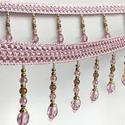 Tassel Fringe Trim, 12 Yards Sewing Trim Fringe Braid Beaded Pendant Tassel Beading Curtain Lampshades Decorative Sewing Crafts Accessory(Pink)