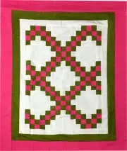 Green & Pink Irish Chain patchwork QUILT TOP lap or baby size