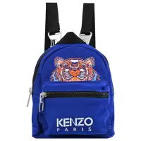 在飛比找momo購物網優惠-【KENZO】經典電繡虎頭帆布三用迷你手提斜背包後背包(藍橘