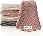 Microfiber Cleaning Cloths-9Pack, Soft Highly Absorbent Microfiber Towels, Lint Free Streak Free Microfiber Rags,Thick, Reusable Cleaning Cloth for House,Kitchen,Car,Window, Pink,White,Grey 30cmx40cm
