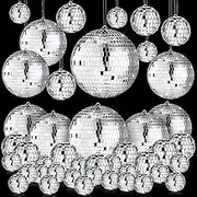 Sumind 50 Pcs Disco Balls Small Disco Balls Silver Hanging Decorations Reflective Mirror Ball Wedding Dance and Music Festivals for Stage Club Ballroom Hall Props(1.2 Inch, 2 Inch, 3.2 Inch, 6 Inch)