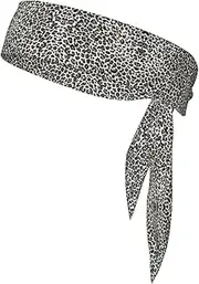 [HVTTIOR] Black Leopard Print Print Multifunctional Sweat Wicking Sports Head Tie Headband for Tennis Basketball Karate