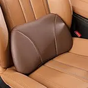 POKSRI Genuine Cowhide Cushion Lumbar Support Car, Memory Foam Cushion, Lumbar Cushion, Genuine Leather Backrest, Decoration, Blackroll, Outdoor, Tempur Cushion, Sofa (Coffee, 1p)
