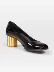 Black Patent Metallic Pumps