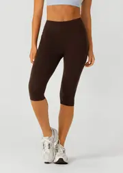 [Lorna Jane] Amy No Ride Phone Pocket 3/4 Leggings in Brown, Size - 2XL 2XL Volcano