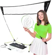 E-Jet Badminton Net Rackets Shuttlecocks Combo Set - Portable & Instant Setup...