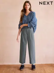 Blue Premium Wool Rich Tapered Trousers (E75726) | $60