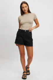 Black Relaxed Short High Rise - Size 16XL, Women's Relaxed Short