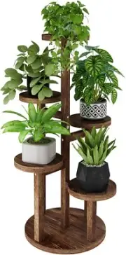 5 Tiered Wood Plant Stand for Indoor Plants,Tall Plant Shelf Corner Display Rack