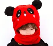 Children's Warm Plush Cartoon Panda Neck Warmer Knit Hat, Kids Winter Accesories