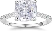 [BAGUTTA PAVONE] CZ Engagement Rings for Women,Women's Round/Pear/Oval/Cushion/Radiant Cut 925 Sterling Silver Solitaire Wedding Bands Engagement Promise Rings with 18K White Gold Plated 1.5/2/3/4/5CT.