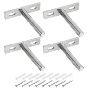4Pcs 3 Inch Wall Mounting Floating Shelf Bracket Blind Shelf Support, Silver