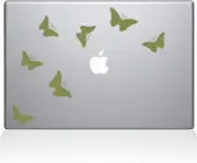 The Decal Guru Butterflies Decal Vinyl Sticker, 15" Macbook Pro, Gold