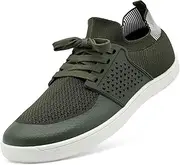 [maxvinci] Barefoot Shoes Mens Knitted Breathable Trail Running Shoes Lightweight Walking Trainers Zero Drop Sole Casual Sneakers Mesh Gym Sports Tennis Shoes for Men, Army Green, 7 US