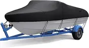 [VIGORVAN] Heavy Duty Boat Cover, 17-19ft Waterproof Trailerable Heavy Duty Marine Grade Bass Boat Cover, Fits Tri-Hull, V-Hull, Runabout, Fishing Boat, Black