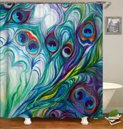 Colorful Peacock Feathers Shower Curtain
