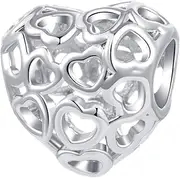 [LSxAB] Hollow My Love Self Loved Forever Heart Charm Compatible with Pandora Charm Bracelet Women Girls Endless Infinite Tangle Birthday Anniversary, No Gemstone