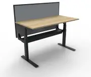 RAPIDLINE NEW PARAMOUNT ELECTRIC SINGLE HEIGHT ADJUSTABLE WORKSTATION With Screen 1 Person W1500 x D780 x H655-1259mm Natural Oak/Black