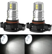 LED 20W PS19W 5201 White 4300K Two Bulbs DRL Daytime Head Light Replacement Show
