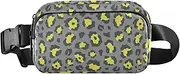 [Amooorous] Leopard Print in Yellow and Gray Stylish Fanny Waist Pack for Women Men Mini Sling Chest Bag with Adjustable Strap for Workout Running Hiking, Leopard print in yellow and gray, 1 size