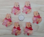 6 Pcs Lot Winnie The Pooh Flatback Resin Cabochon Hair Bow Center Supplies.