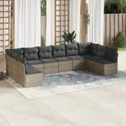 10 Piece Garden Sofa Set Grey Modular Outdoor Furniture Cushions Storage 49929