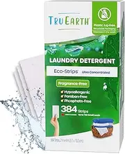 Tru Earth Hypoallergenic, Eco-friendly & Biodegradable Plastic-Free Laundry Detergent Sheets/Eco-Strips for Sensitive Skin, 384 Count (Up to 768 Loads), Fragrance-Free