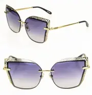 CHOPARD Blue Gold Filigree Titanium SCHC84 Oversized Sunglasses C84 Women
