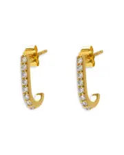 Argento Vivo Pave J Hoop Earrings in 18K Gold Plated Sterling Silver