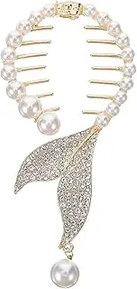 VICASKY Elegant Rhinestone Pearl Ponytail Bun Holder Hair Clip Stylish Jaw Hair Claw for Women for Casual Formal Occasions Comfortable and Secure Accessory