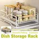 Pull Out Kitchen Storage Rack Basket Drawer Dish Organizer Slide Cabinet Shelf