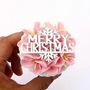 Merry Christmas Cupcake Charm Topper – Elegant Acrylic Cake Toppers, Perfect for Holiday Celebrations (Mirror Silver)