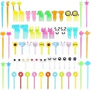 ZANZER Food Fruit Fork Picks for Kids Cute Animals Bento Box Decor ForksCake Little Forks Dessert Forks Mini Cartoon Toothpick for Cake Dessert Pastry Party Supply (Color B)