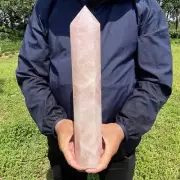 5.5LB Top Natural Rose Quartz Tower Large Crystal Obelisk Wand Point Reiki Gift
