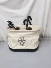 14 in. Tool Bag Canvas Oval Aerial Bucket with 15 Pockets, Hooks Klein Tools